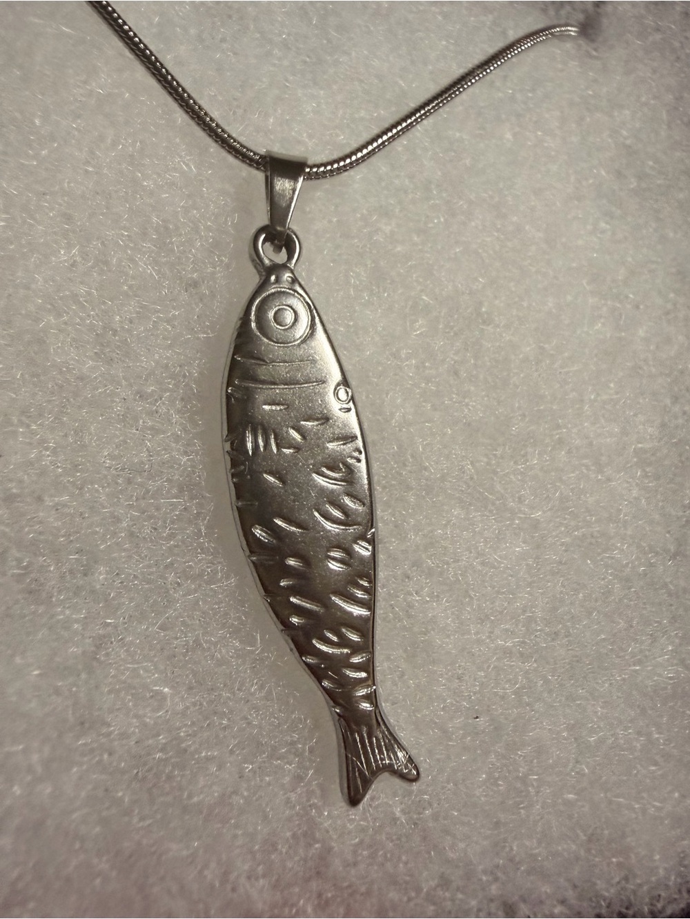 3D Silver Fish Pendant Necklace - Polished Fish Charm
